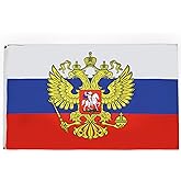 Russia with eagle Flag 3' x 5' - Russian coat of arms flags 90 x 150 cm - Banner 3x5 ft Light polyester - Drapeau Russie avec