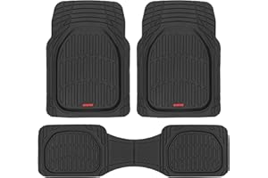 Motor Trend FlexTough Floor Mats for Cars, Deep Dish All-Weather Mats, Waterproof Trim-To Fit Automotive Floor Mats for Cars 