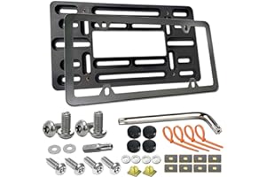 Aootf Front License Plate Bracket- Universal Bumper Mounting Kit, Car Tag Holder Adapter & Black Aluminum Plate Cover, Anti-T