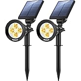 Nekteck Solar Lights, 2-in-1 Solar Spot Lights Outdoor, Waterproof Solar Powered Landscape Spotlights, Bright and Dark Sensin