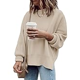 Imily Bela Womens Oversized Tunic Sweaters Fall Slouchy Long Sleeve Ribbed Knit Side Slit Pullover Jumper