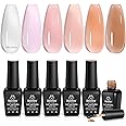 Beetles Gel Polish 6 Colors Jelly Gel Nail Polish Set Gift, Milky White Sheer Pink Nude Brown Translucent Soak Off Uv Nail Ge