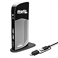 Plugable Laptop Docking Station Dual Monitor for USB-C or USB 3.0, Compatible with Windows and Mac, (Dual HDMI, 6X USB Ports,