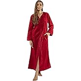 HOC Women's Rose Embroidered Yoke Chenille Zipper Robe