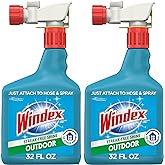 Windex Concentrated Outdoor Glass Cleaner, Patio Cleaner with Hose Attachment, 32 Fl Oz, Pack of 2