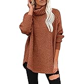 DOROSE Women's Oversized Turtleneck Long Sleeve Casual Pullover Knit Tunic Sweater