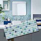 Beaustile Decorative Tile Stickers Peel Stick Backsplash Fire Retardant Tile Sheet (Sapphire Blue) (10, 5.28" x 14.8")