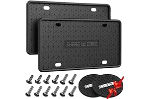 QiqaMole 2 Pack Silicone License Plate Frame, Front Back License Plate Cover, License Plate Bracket Holder Rust-Proof Rattle-