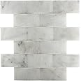 Carrara 2x4 Wavy Marble Mosaic Wall Backsplash Tile