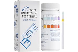 BOSIKE 2 in 1 Water Test Kit and Hardness and pH - 150 Strips - Water Softener, Dishwasher, Swimming Pool, Spa & Well Water T