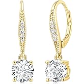 Dangle Earrings 14K Gold Drop Earrings for Women Dangle Stylish Leverback Earrings with Cubic Zirconia Drop Earrings A Must-h