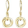 Leverback 14K Gold Filled Dangling Earrings - Dressy Love Knot Gold Dangle Earrings For Women – Circle Chunky Gold Earrings f