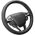 SEG Direct Car Steering Wheel Cover Universal Standard Size 14.5-15 inch, Black Microfiber Leather