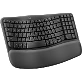 Teclado Ergonômico sem fio Logitech Wave Keys com Design Ondulado, Suporte para Descanso de Pulso Acolchoado, Bluetooth ou Re