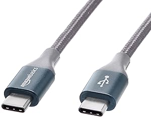 AmazonBasics Double Braided Nylon USB Type-C to Type-C 2.0 Cable | 10 feet, Dark Grey