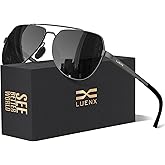 LUENX Aviator Sunglasses for Men Women Polarized New Shades Large Metal Frame - UV 400 Protection