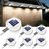 ROSHWEY Gutter Lights, 6 Pack Solar Patio Decor Lights with 9 LED Waterproof Fence Lights for Eaves Garden Landscape Pathway 