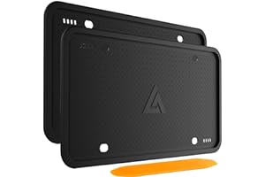 Aujen Silicone Black License Plate Frames, 2 Pack Universal Car License Plate Holders, Rust-Proof and Weather-Proof Accessori