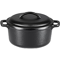 Amazon Basics - Horno holandés de hierro fundido presazonado con doble asa, 2 cuartos