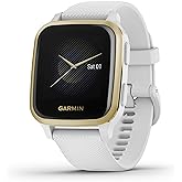 Garmin 010-02427-01 Venu Sq, GPS Smartwatch with Bright Touchscreen Display, Up to 6 Days of Battery Life, Light Gold and Whi