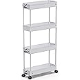 SPACEKEEPER Slim Rolling Storage Cart 4 Tier Bathroom Organizer Mobile Shelving Unit Storage Rolling Utility Cart Tower Rack 