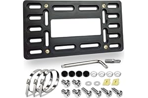 BGGTMO Front License Plate Bracket Holder - Front Bumper License Plate Mounting Kit, 2 Drill Holes Universal Car Tag Adapter 