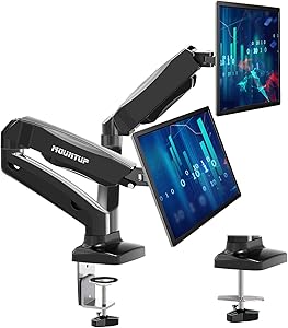 MOUNTUP Dual Monitor Stand - Adjustable Gas Spring Dual Monitor Mount, Monitor Desk Mount with C Clamp, Grommet Mounting Base, Monitor Arm for Computer Screen up to 27 Inch, MU0005