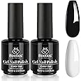 Beetles Gel Nail Polish Kit- 2 Pcs 15ml Black And White Gel Polish Black Gel Nail Polish Black Nail Polish Soak Off Led Gel P