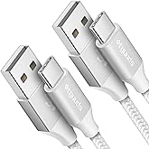 etguuds White USB A to USB C Cable 10ft, 2-Pack Fast Charging Type C Charger Cord Braided for iPhone 16 15 Pro Max Plus, for 