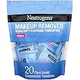 Neutrogena Makeup Remover Wipes, Individually Wrapped Daily Face Wipes for Waterproof Makeup, Travel & On-the-Go Singles, 20 