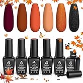 beetles Gel Nail Polish Set 6 Fall Colors Gel Nail Polish Red Orange Glitter wedding Collection Purple Black Gel Nail Kit Soa