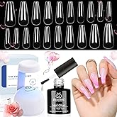 Beetles Gel Nail Kit Easy Nail Extension Set with 500Pcs Nail Tips Coffin Shape 5 In 1 Nail Glue Base Gel and Innovative Led 