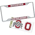 Desert Cactus Ohio State University License Plate Frame Metal Car Tag Holder and Sticker for Front or Back of Car Officially 