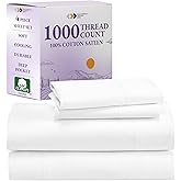 California Design Den 1000 Thread Count Queen Size Sheet Set, Winner Architectural Digest Best Sheet, 4 Pc Luxury 100% Cotton