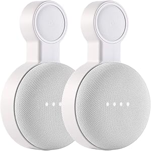 Outlet Wall Mount Holder for Google Nest Mini and Google Home Mini, A Space-Saving Accessories with Cord Management for Google Mini Smart Speaker, No Messy Wires or Screws (2 Pack)