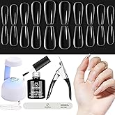 Beetles Soft Gel Nail Kit Medium Coffin Easy Nail Extension Set 5 In 1 Nail Glue Gel Base Coat with Pre shaped Gel Nail Tips 