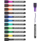 maxtek Magnetic Whiteboard Markers - 12 Count Colorful Fine Tip Dry Erase Markers with Eraser for Kids, Low Odor Thin Markers