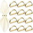 APTWOW Gold Napkin Rings Set of 12, Semicircle Metal Gold Napkin Holder Buckles, Fall Thanksgiving Christmas Napkin Rings, Na