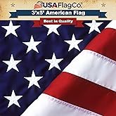 American Flags for Outside 3x5 - USA Flag Co. American Flag 3x5 Heavy Duty Outdoor Made in USA with Embroidered Stars and Sew