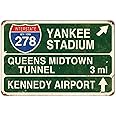 HomDeo Retro Yankee Metal Tin Sign Stadium Queens Midtown Tunnel 3 Miles Street Sign Bar Club Decor Pub Man Cave Wall Hanging