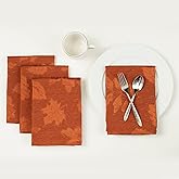 Benson Mills Harvest Legacy Damask Fabric Cloth Napkins for Fall, Harvest, and Thanksgiving Tablecloths (Rust/Burnt Orange, 1