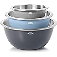 OXO Good Grips 3-Piece Stainless Steel Mixing Bowl Set - Blue/Gray, 4.7L, Multi Size