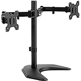 VIVO STAND-V002F Dual LED LCD Monitor Free-Standing Desk Stand for 2 Screens up to 27 Inch Heavy-Duty Fully Adjustable Arms w