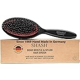 Since 1869 Hand Made In Germany - Nylon Boar Bristle Brush Suitable For Normal to Thick Hair - Gently Detangles, No Pulling o