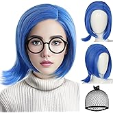 IMEYLE Sad Wig for Women Short Blue Wig for Sad Blue With White Bob Wig Sad Outfits Sad Anime Wig Sad Cosplay Wig Sad Synthet