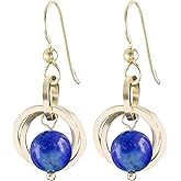 Classy Blue Lapis Earrings For Women – Real Gemstone Lapis Lazuli Earrings in 14K Gold Fill – Minimalist Gold Dangle Earrings