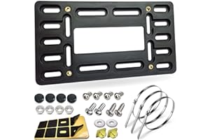 BGGTMO License Plate Bracket Holder- Front License Plate Mounting Kit, Universal Bumper Car Tag Frame Mount Adapter with Stai