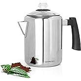 Mixpresso Stainless Steel Coffee Percolator Stovetop, Percolator Coffee Pot, Excellent For Camping Coffee Pot, 37oz 5-8 Cup S