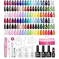 Beetles Gel Nail Polish Set - 77PCS U V Gel Nail Polish Colors - 60 Colors Gel Nail Kit with Storage Bag Base Coat Glossy & M