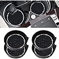 Amooca Car Cup Coaster Universal Non-Slip Cup Holders Bling Crystal Rhinestone Car Interior Accessories 4 Pack Black